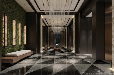 hex grey Marble floor foyer