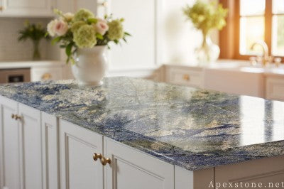Leathered Dream Sapphire Blue Granite island countertops
