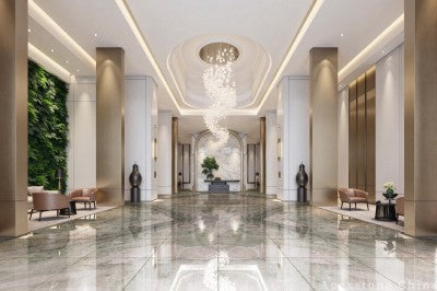 stone veneer green Marble wall corridor