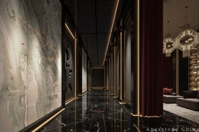 stone veneer green Marble wall corridor