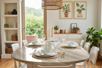 with drawer white Marble dining table