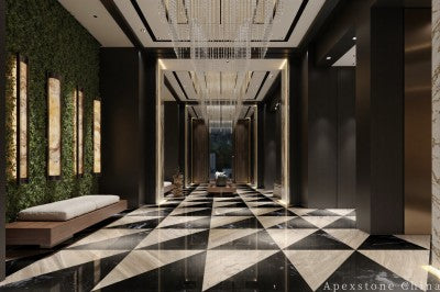 hexagon white Marble floor entrance
