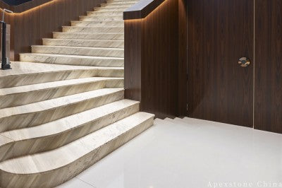 hexagon white Marble floor entrance