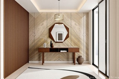 small white Marble slab living room wall