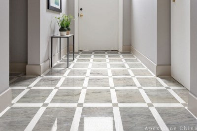 3/4 inch white Marble floor entry hall