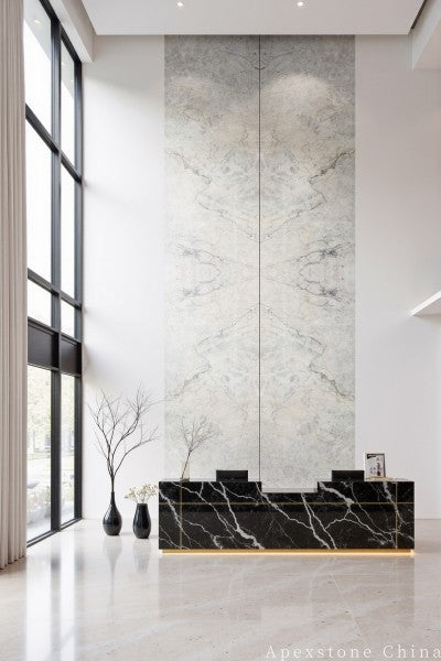polished white Marble wall mall