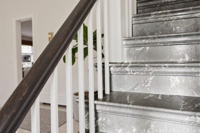 textured grey Marble wall staircase