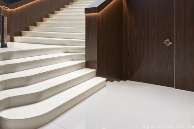 sawn white Limestone floor hotel