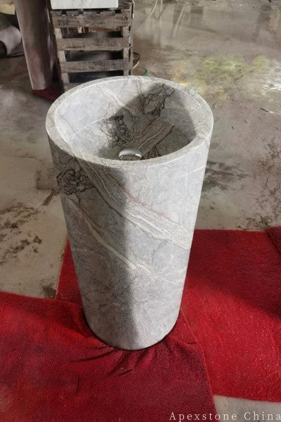 Fior Di Pesco Marble thick pedestal sinks