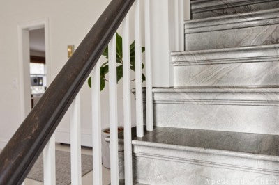 leathered grey Marble floor staircase