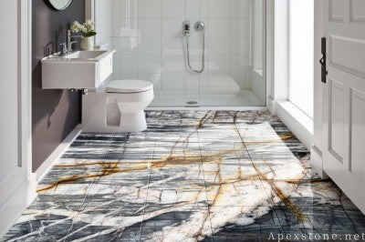 white Flowing Color Granite floors