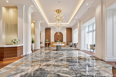 hexagon white Granite floor lounge