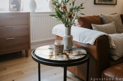round white Granite side table