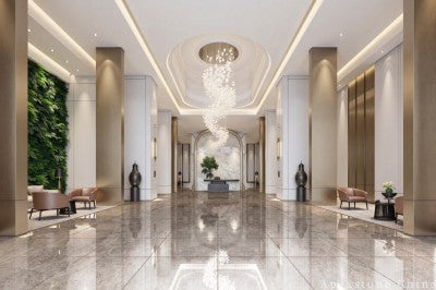 12 x 12 brown Marble wall corridor