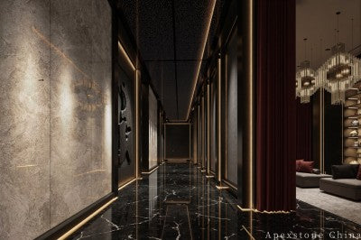 12 x 12 brown Marble wall corridor