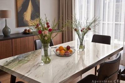 real white Quartzite dining table