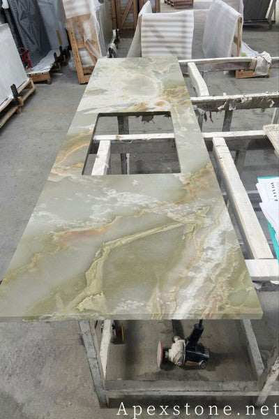 Leathered Green Onyx Onyx tops