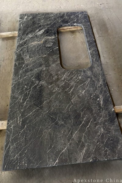 9 foot Grigio Carnico Marble island countertops