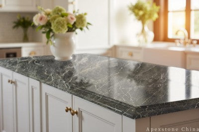 9 foot Grigio Carnico Marble island countertops