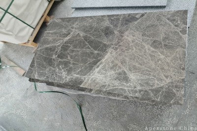 stacked stone grey Marble coping walls