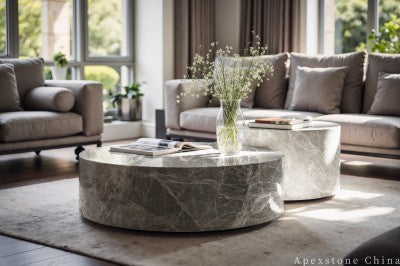 with storage grey Marble coffee table
