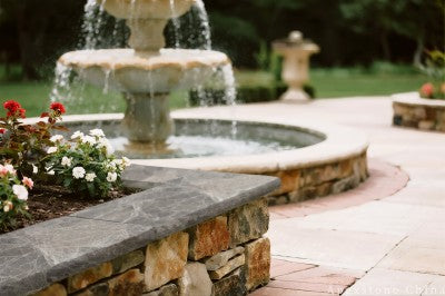 stacked stone grey Marble coping walls