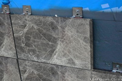 stacked stone grey Marble coping walls