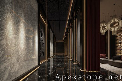 3/4 inch grey Marble wall corridor