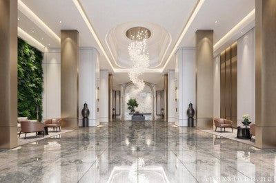 stone veneer blue Granite wall corridor