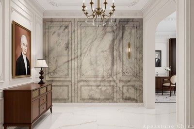 small white Quartzite wall entry hall