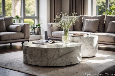 large white Quartzite coffee table