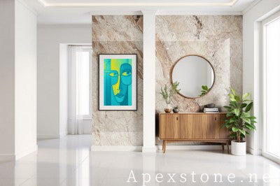modern pink Marble wall entry hall