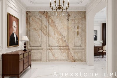 modern pink Marble wall entry hall