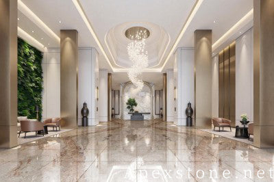 custom pink Marble wall corridor