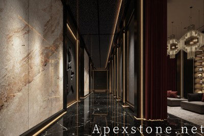 custom pink Marble wall corridor