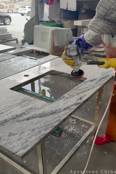 Bullnose Italy Calacatta Blue kitchen countertops