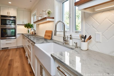 Bullnose Italy Calacatta Blue kitchen countertops