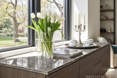 Leathered Kuri Gold Marble tops