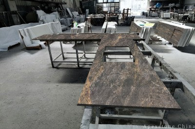 Leathered Kuri Gold Marble tops