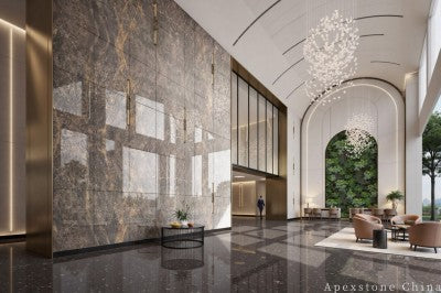 polished black Marble wall office