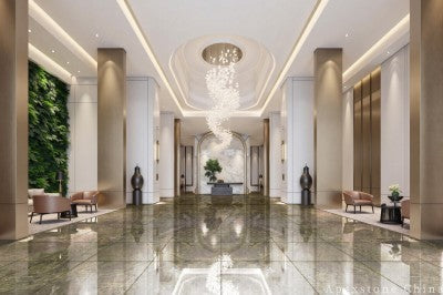 polished green Marble wall corridor