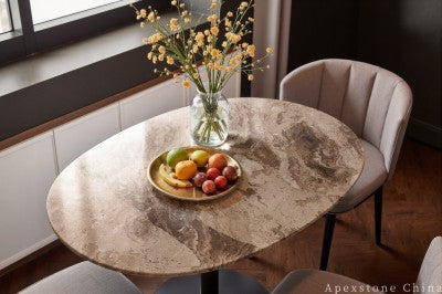 narrow grey Marble coffee table