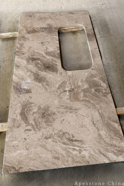 Waterfall Luna Grey Marble island countertops