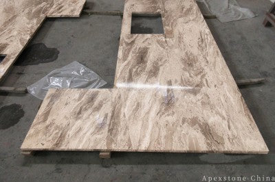 Waterfall Luna Grey Marble island countertops