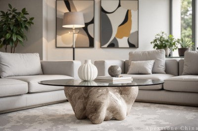 small grey Marble tile living room floor