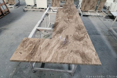 Waterfall Luna Grey Marble island countertops