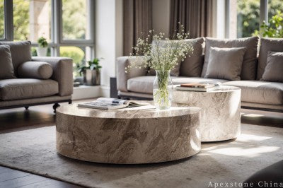 narrow grey Marble coffee table