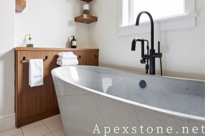 white Marble subway tile shower wall