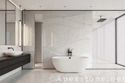 white Marble subway tile shower wall