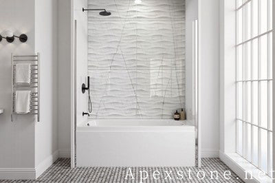 white Marble subway tile shower wall